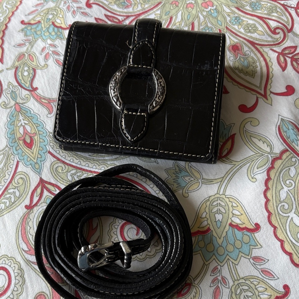 Brighton Black Embossed Wallet with Belt